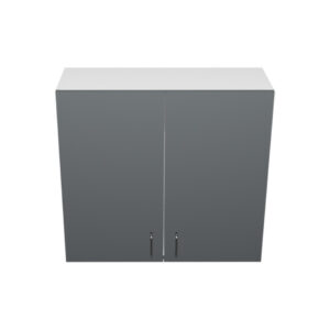 W3330– 33"W x 12"D x 30"H Shadow Gray Acrylic Glossy, Wall Cabinet, 2 Doors, Plain Modern Frameless