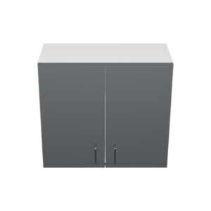 W2724 – 27"W x 12"D x 24"H Shadow Gray Acrylic Glossy, Wall Cabinet, 2 Doors, Plain Modern Frameless